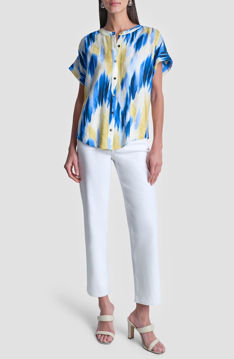 DKNY Abstract Print Button-Up Shirt, Alternate, color, Sunlit Shoreline