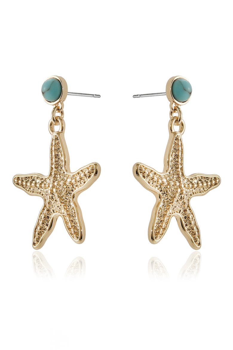 Starfish Drop Earrings, Alternate, color, TURQUOISE