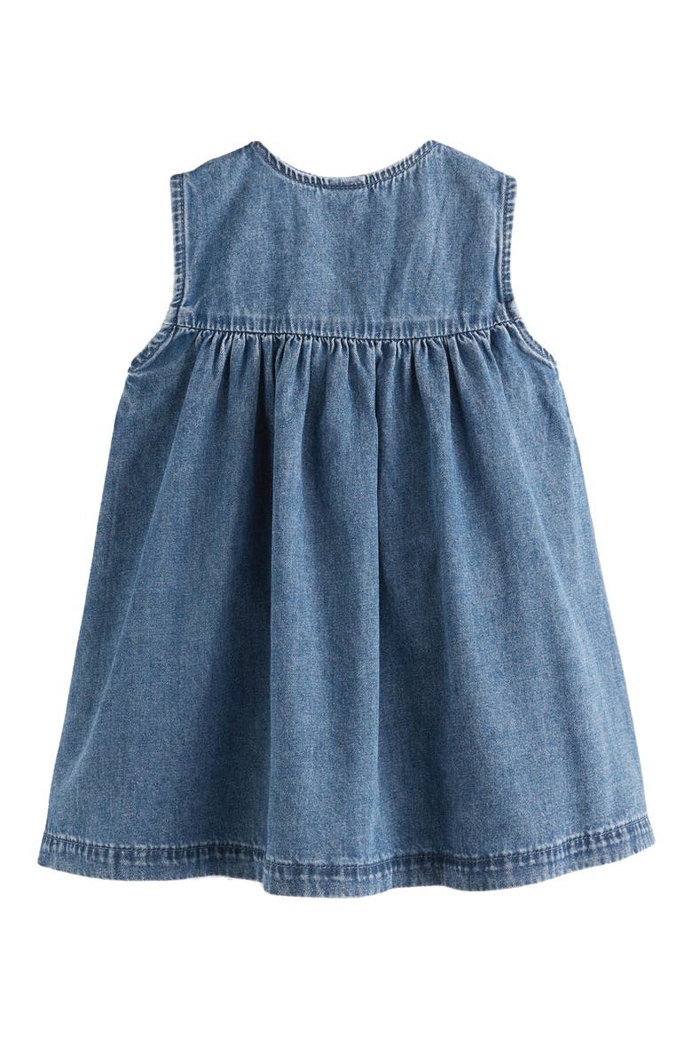 Kids' Heart Appliqué Sleeveless Cotton Denim Dress, Alternate, color, BLUE