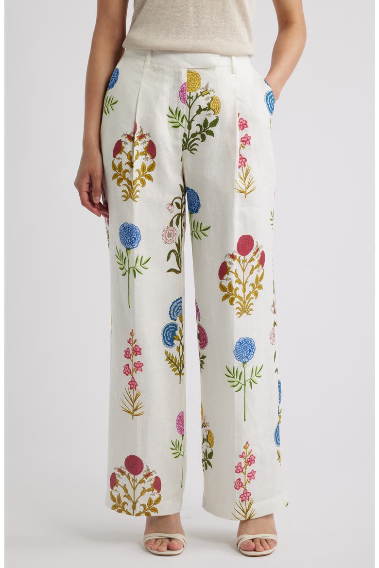 The Amelia Floral Print Linen Pants, Main, color, MULTI FLORAL