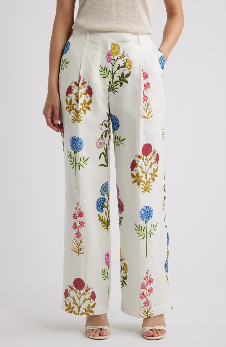 Elie Tahari The Amelia Floral Print Linen Pants, Main, color, Multi Floral