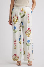 Elie Tahari The Amelia Floral Print Linen Pants