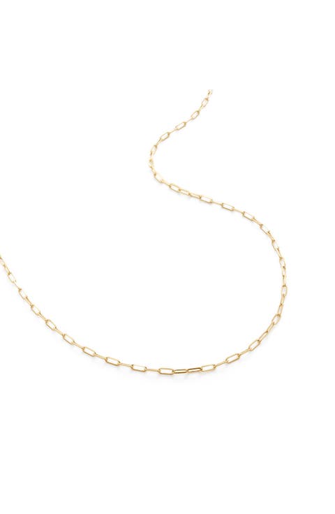 14K Gold Paper Clip Chain Necklace