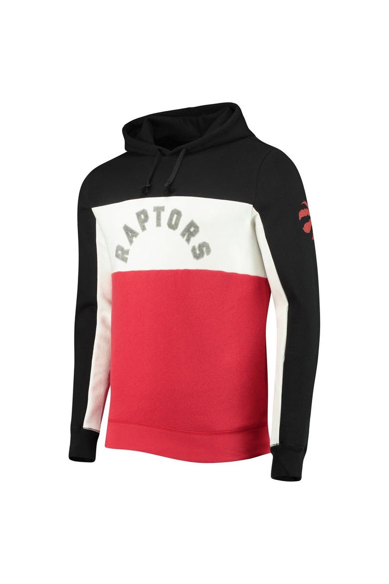 Men's Junk Food Black/White Toronto Raptors Wordmark Colorblock Fleece Pullover Hoodie, Alternate, color, Black