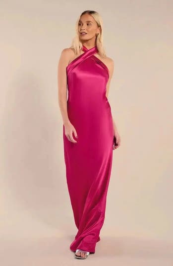 chinese dress ladies Roma Dress in Burnt Orange Satin