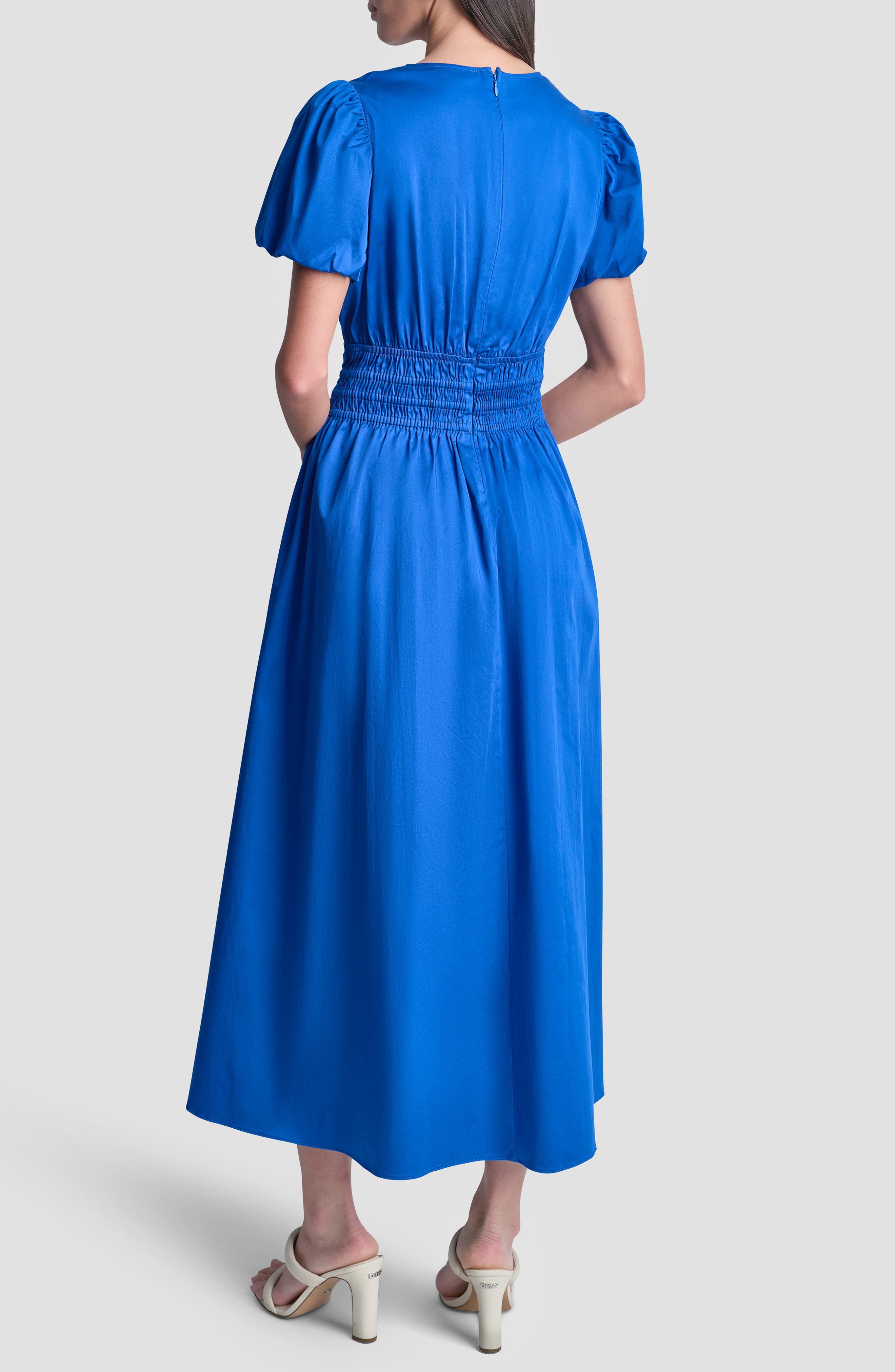 V-Neck Smocked Midi Dress - image 2