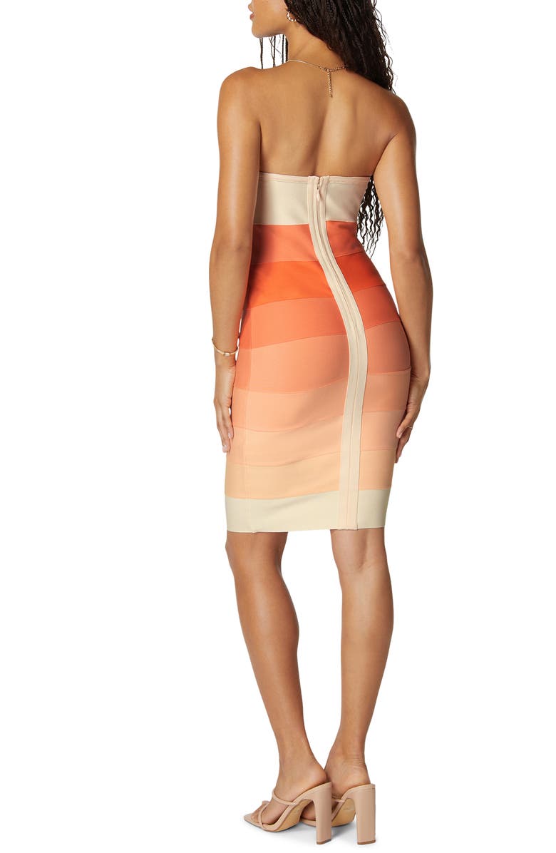 bebe Colorblock Strapless Dress, Alternate, color, Peachmul