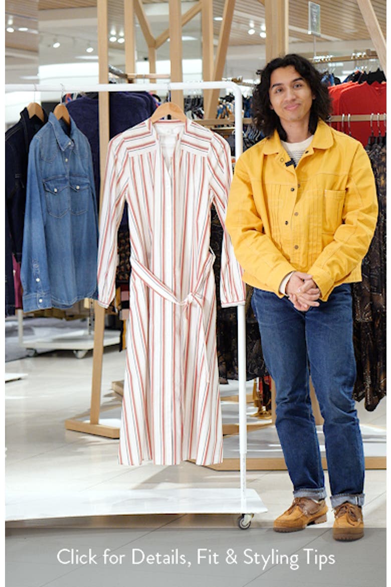 Smocked Shoulder Long Sleeve Cotton Midi Dress video