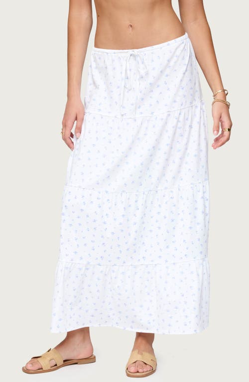 Edikted Charley Floral Tiered Maxi Skirt In White