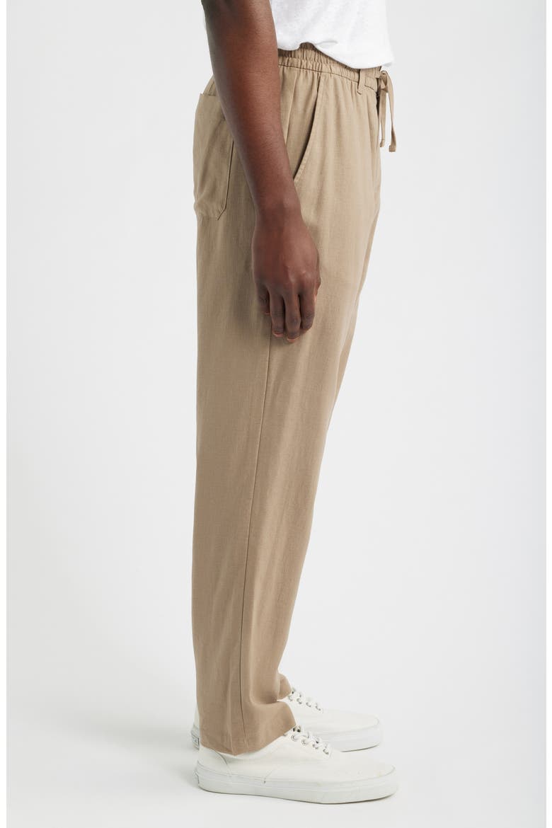 Straight Leg Linen Blend Drawstring Pants, Alternate, color, DESERT TAUPE