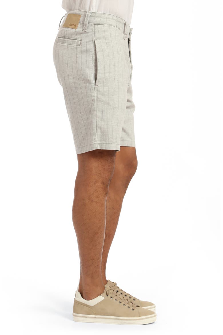Noah Pinstripe Flat Front Stretch Twill Shorts, Alternate, color, GREY STRIPE LINEN