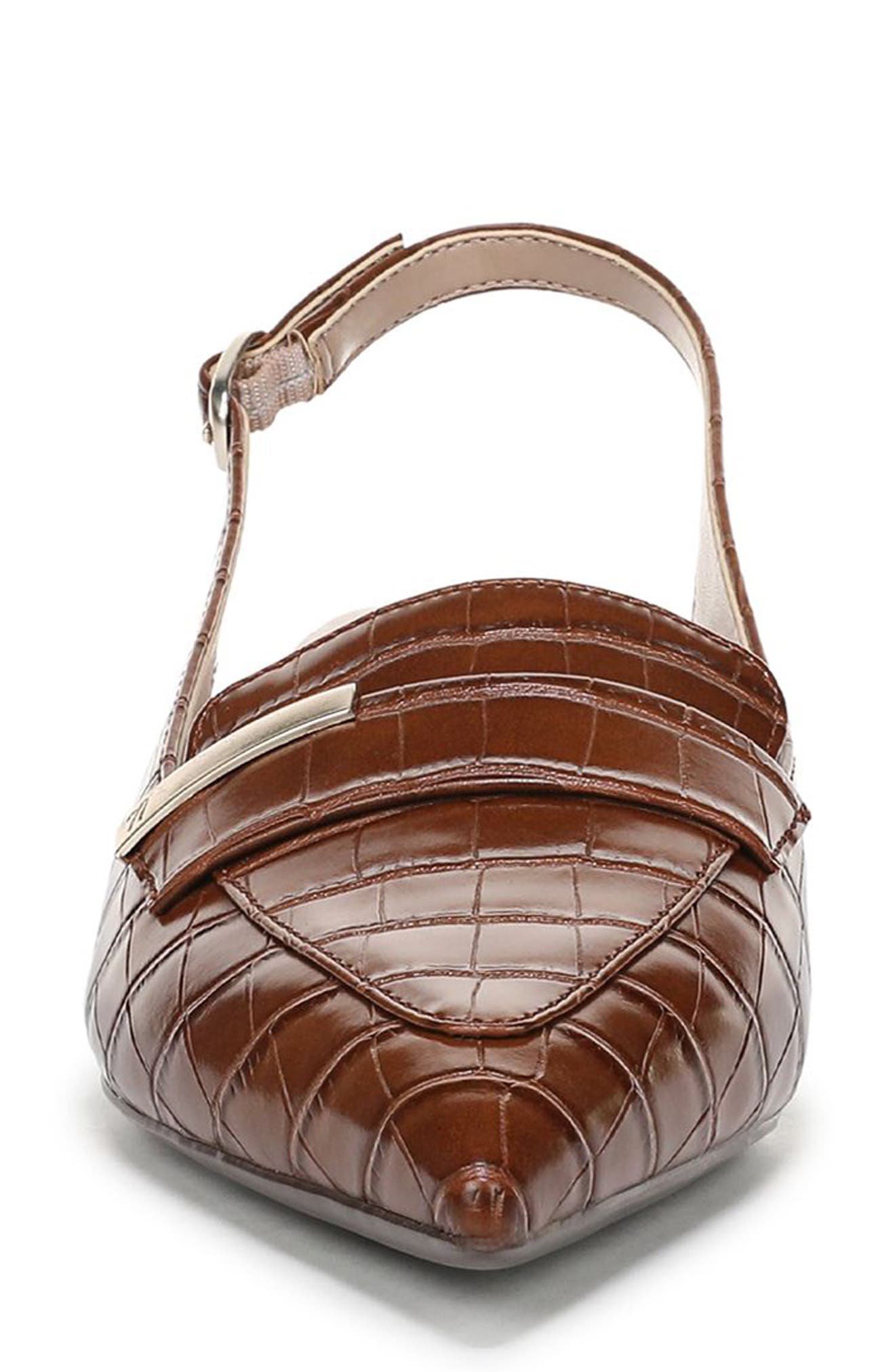 Sloane Pointed Toe Slingback Pump, Alternate, color, BROWN CROCO PRINT FAUX LEATHER