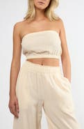 Viens Avec Moi Crinkle Strapless Cotton Gauze Crop Top