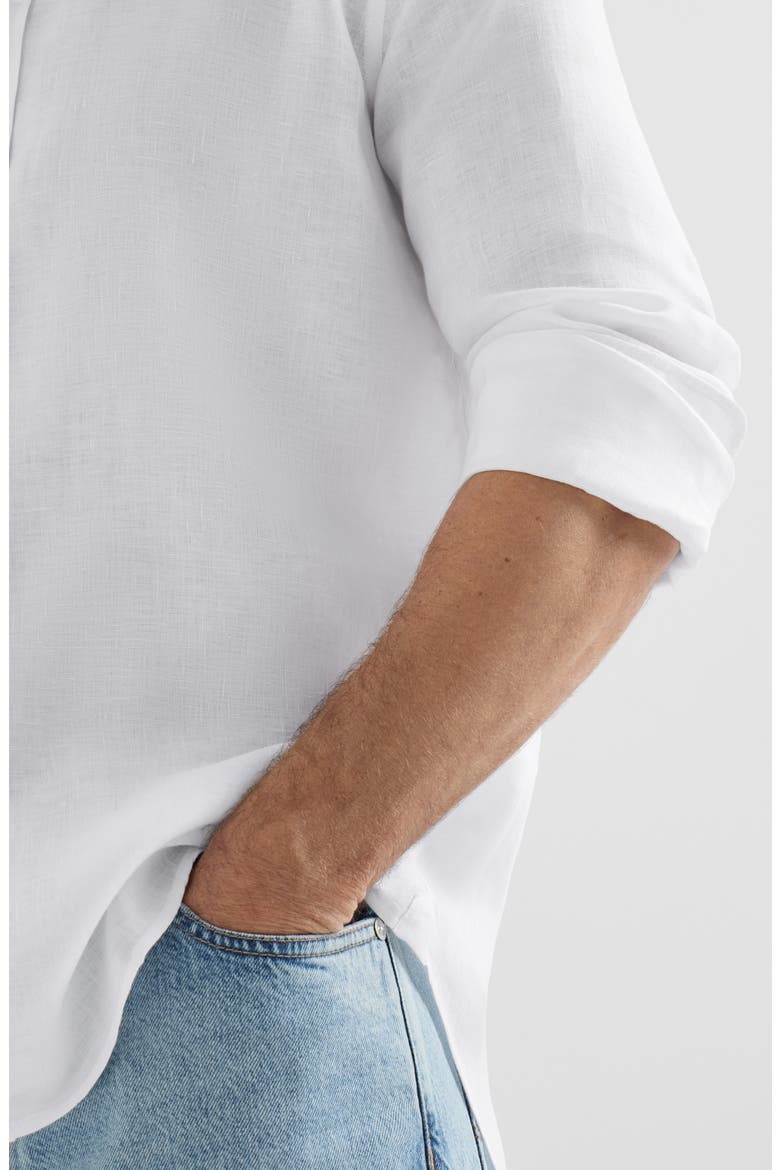 Linen shirt with spread collar, Alternate, color, White