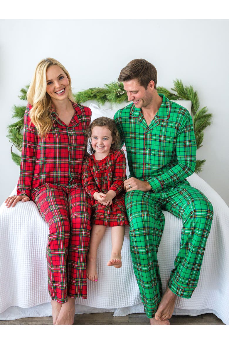SoftSnooze Women's Ruffle Flare Pajama Set, Alternate, color, Red Nicholas Plaid