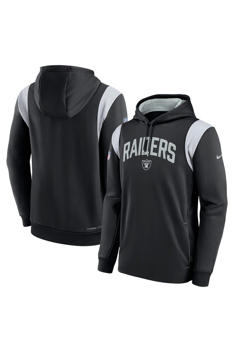Men's Nike Black Las Vegas Raiders Sideline Athletic Stack Performance Pullover Hoodie, Main, color, Black