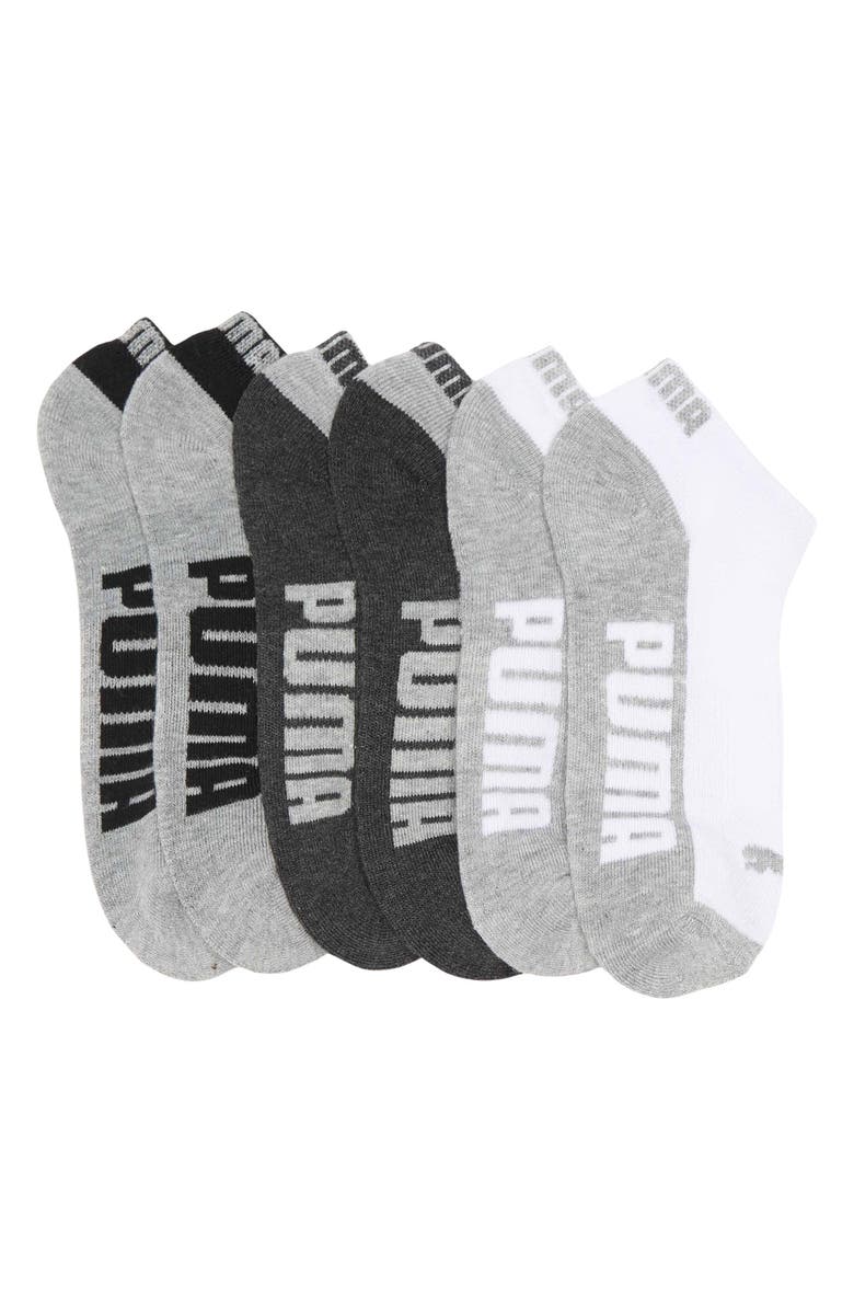 PUMA 1/2 Terry Ankle Socks - Pack of 6, Main, color, White Traditional
