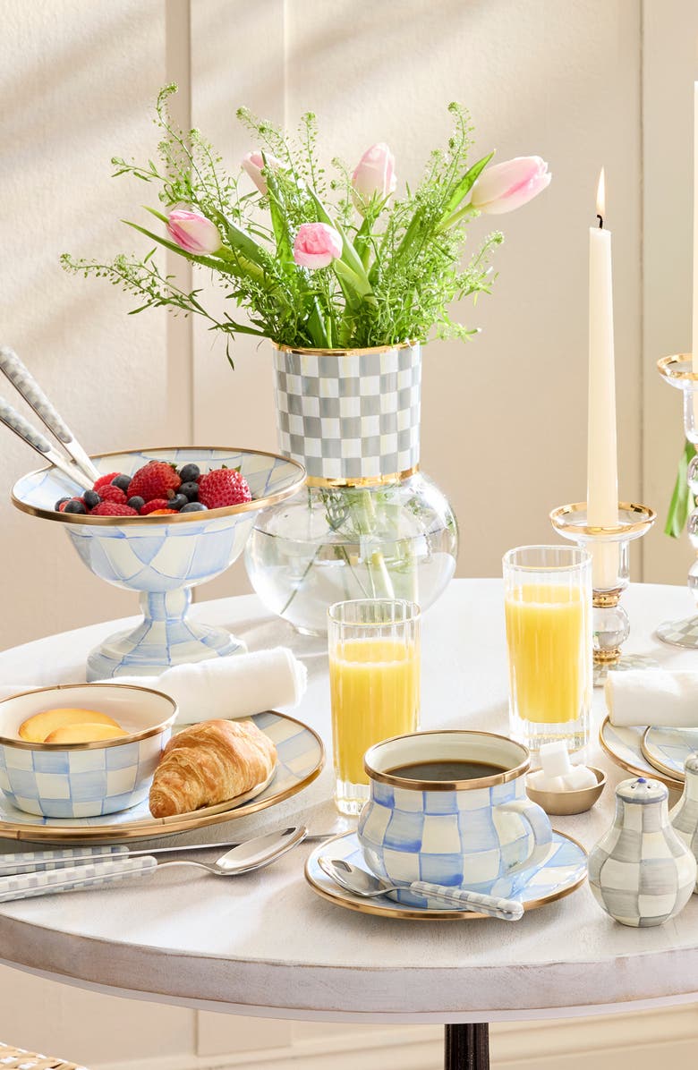 MACKENZIE CHILDS Sterling Check Glass Vase, Alternate, color, Sterling