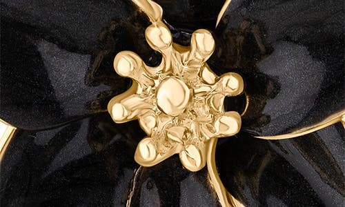 Jardin Iris Floral Enamel Statement Earrings In Black