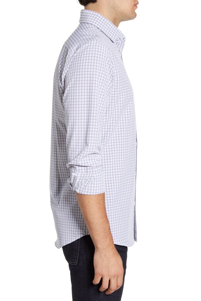 Ryder Glen Trim Fit Plaid Button-Up Performance Sport Shirt, Alternate, color, GREY