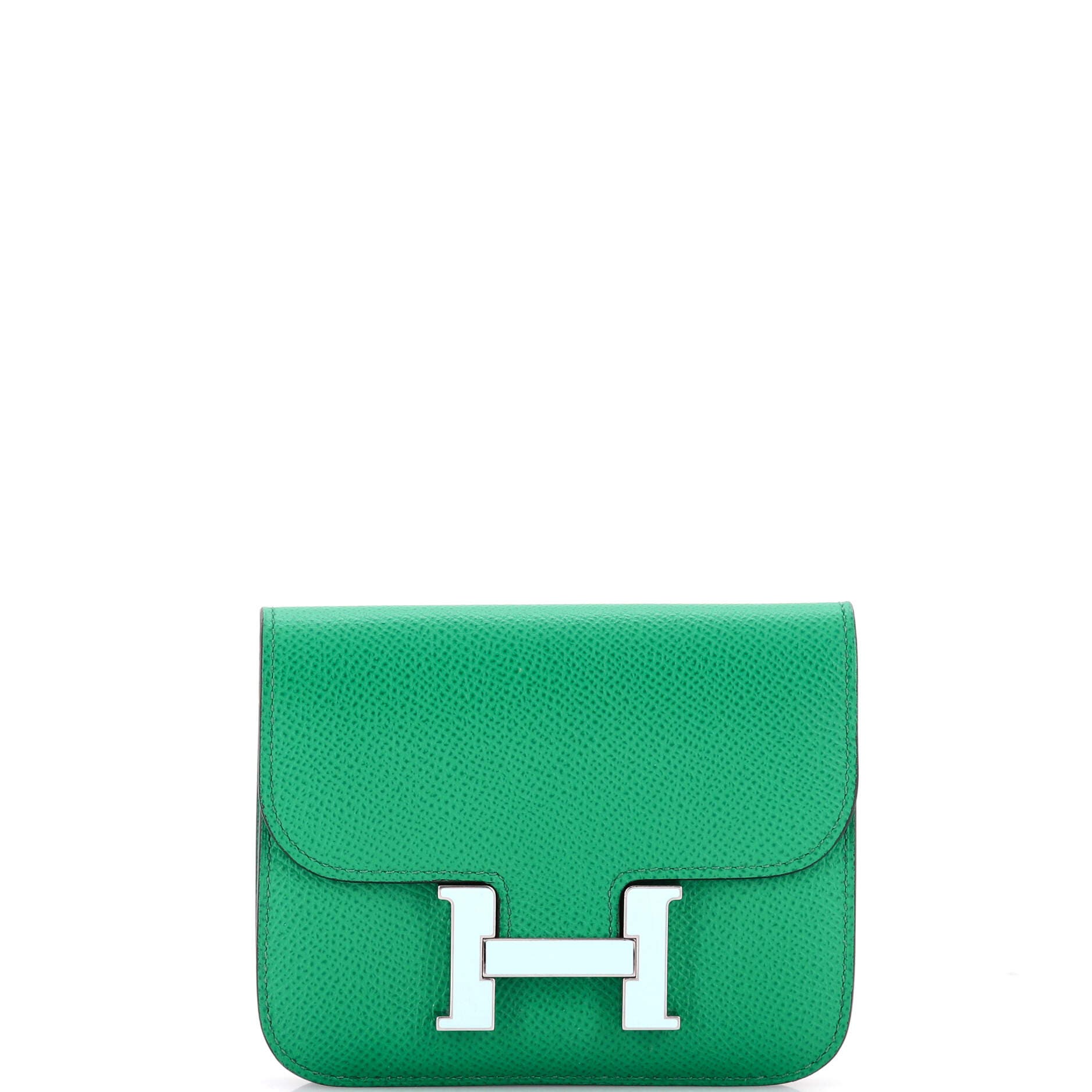 Pre-Owned Hermes Constance Slim Wallet Epsom, Main, color, Vert Jade