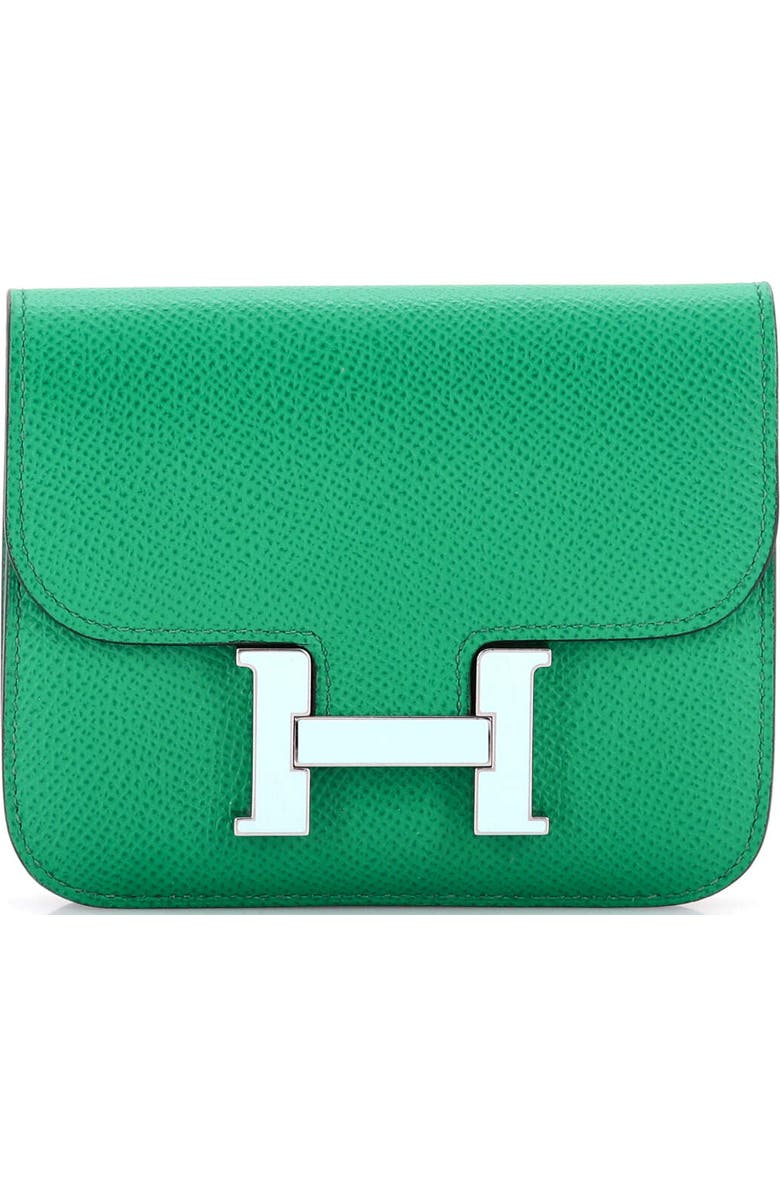 Pre-Owned Hermes Constance Slim Wallet Epsom, Main, color, Vert Jade
