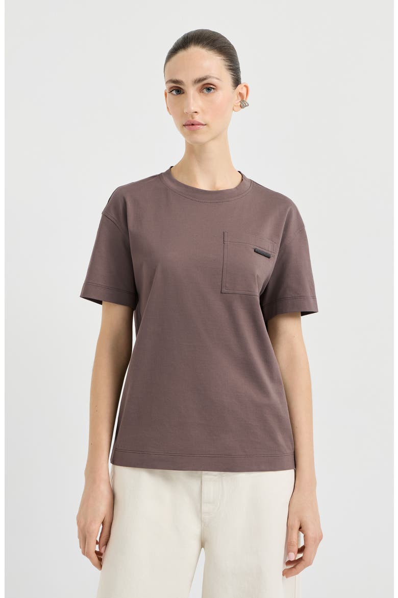 Cotton jersey T-shirt, Main, color, Brown