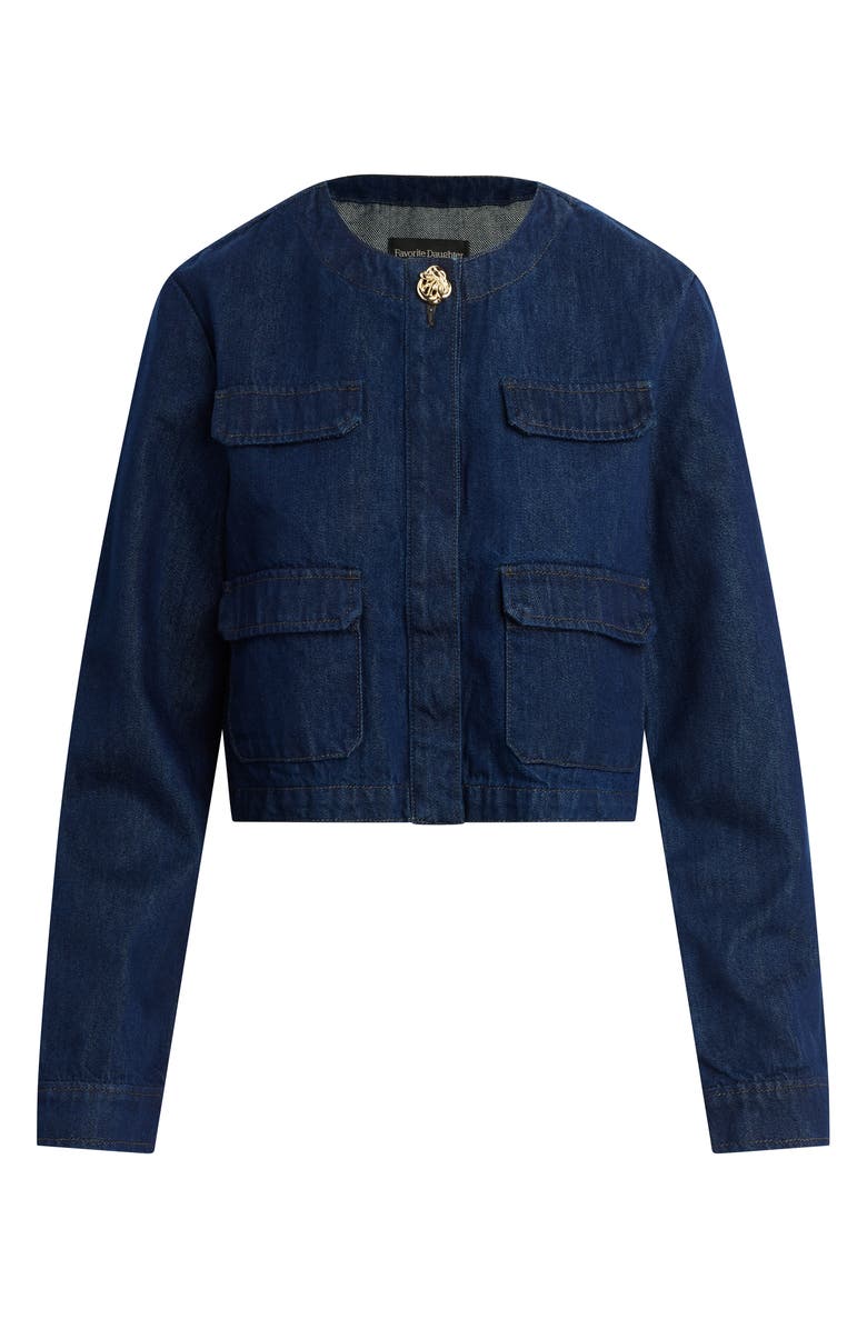 Favorite Daughter The Emily Collarless Crop Denim Jacket, Alternate, color, Stout