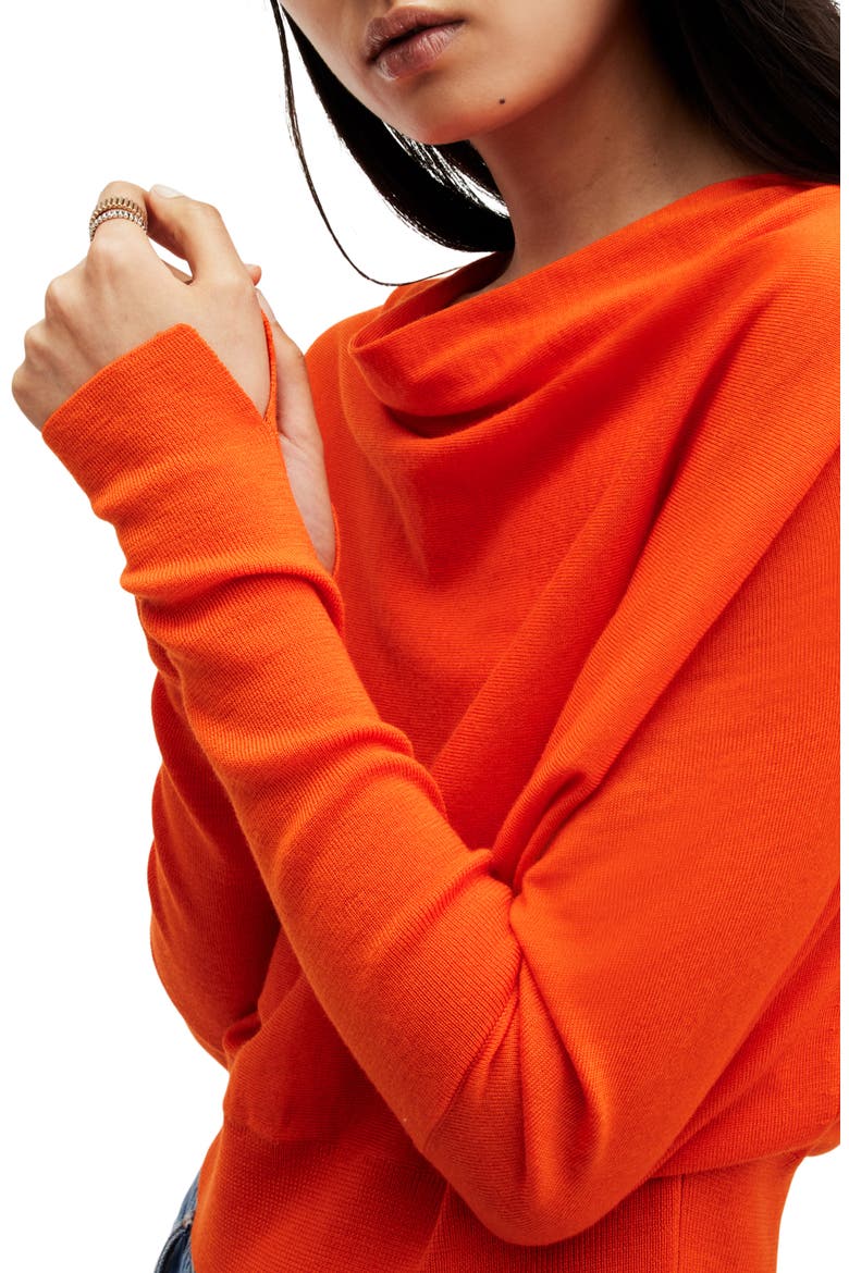 Ridley Merino Wool Cowl Neck Sweater, Alternate, color, ZESTY ORANGE