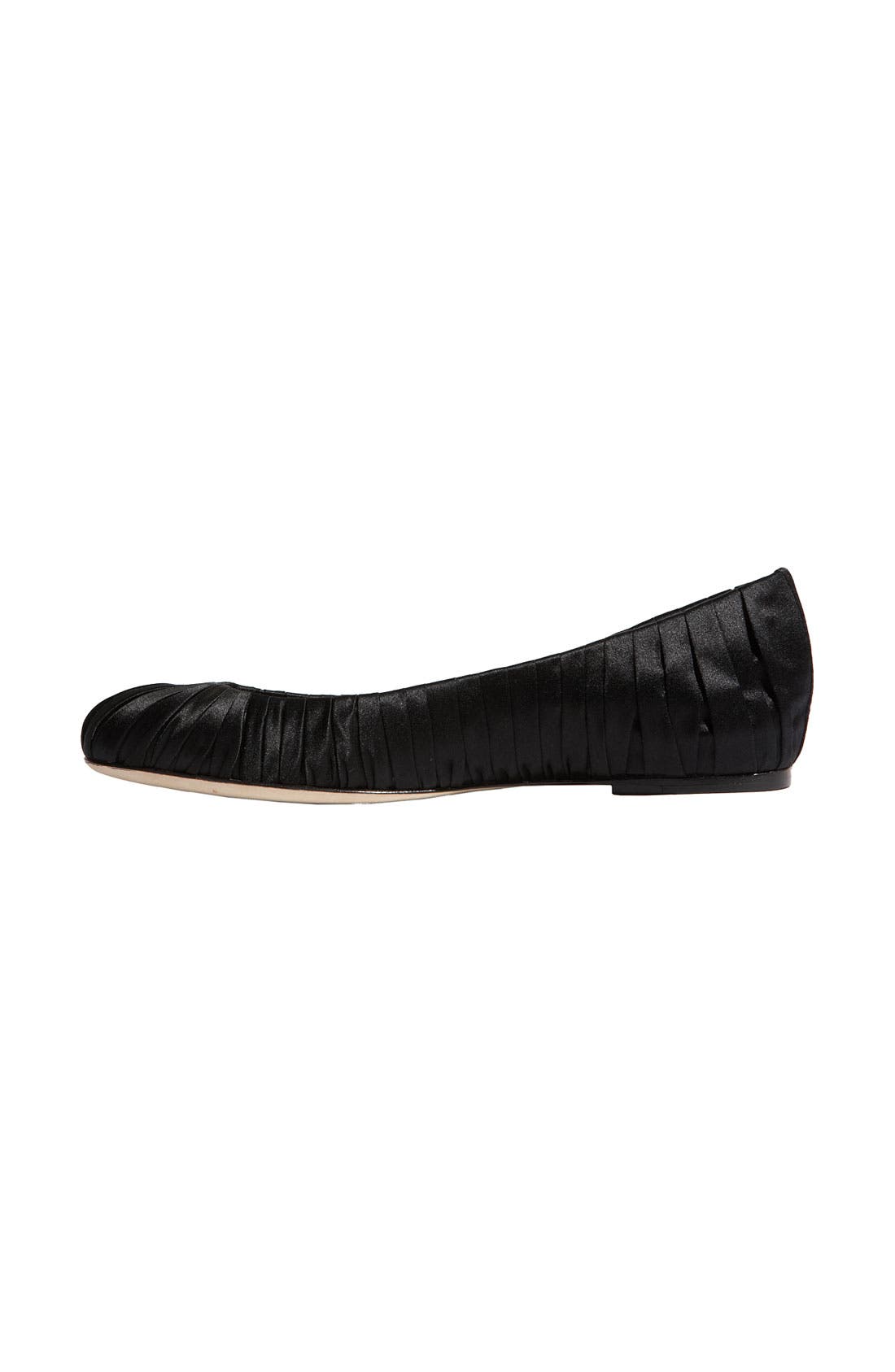 'Leona' Satin Flat, Alternate, color, BLACK SATIN