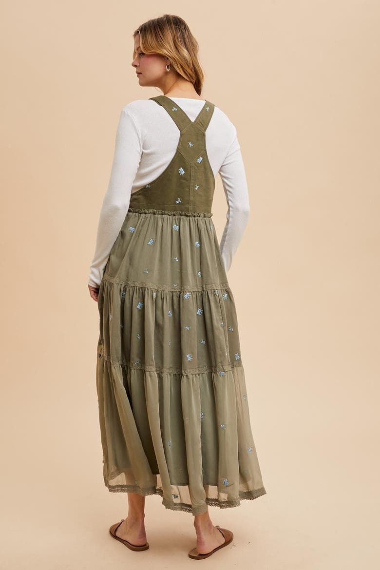 Embroidered Floral Skirtall, Alternate, color, Olive Green