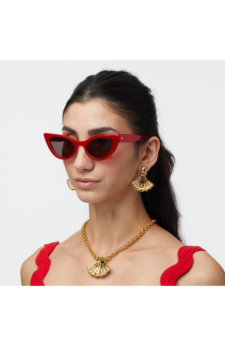 Lele Sadoughi Mykonos Cat Eye Sunglasses, Alternate, color, Red 600