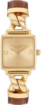 COACH Cass Leather Strap Bracelet Watch, 22mm