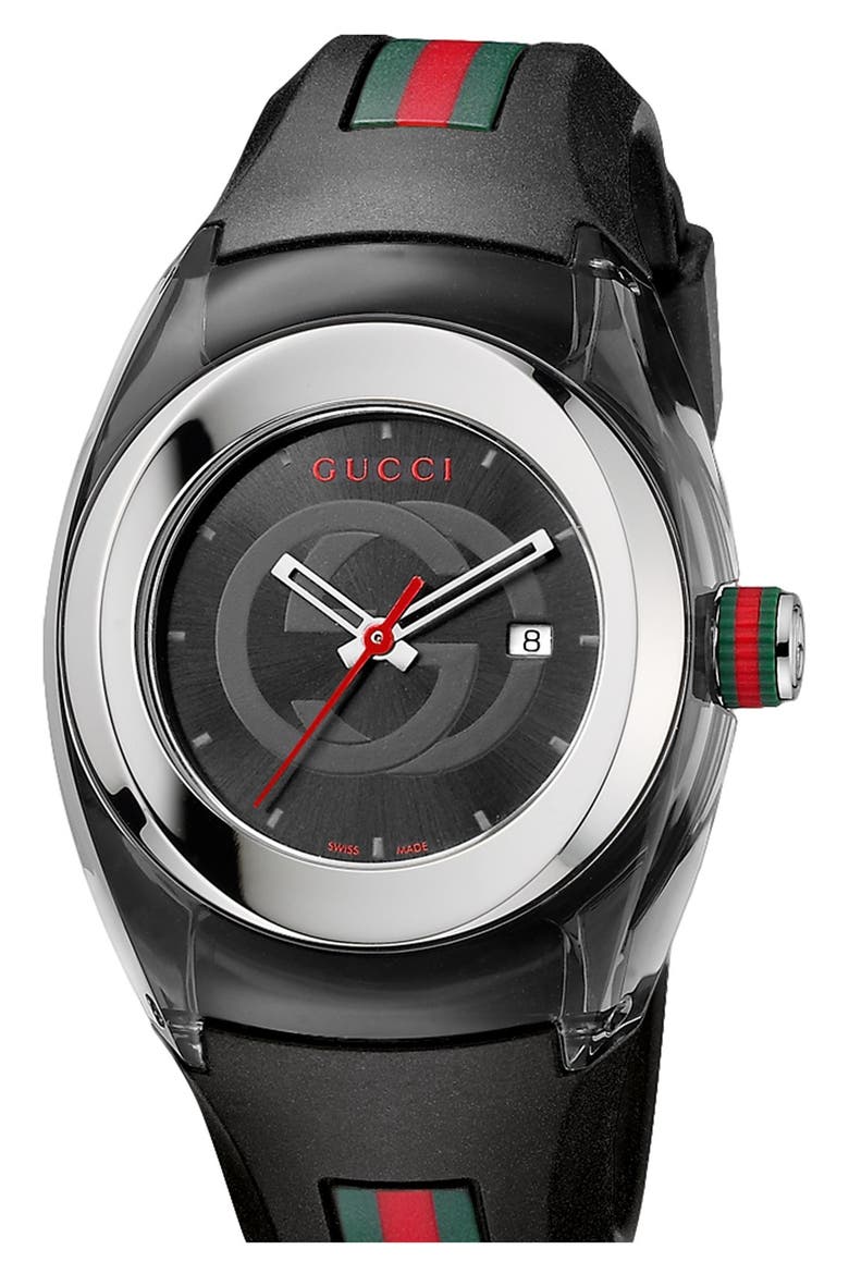 'Sync - Medium' Rubber Strap Watch, 36mm, Main, color, BLACK
