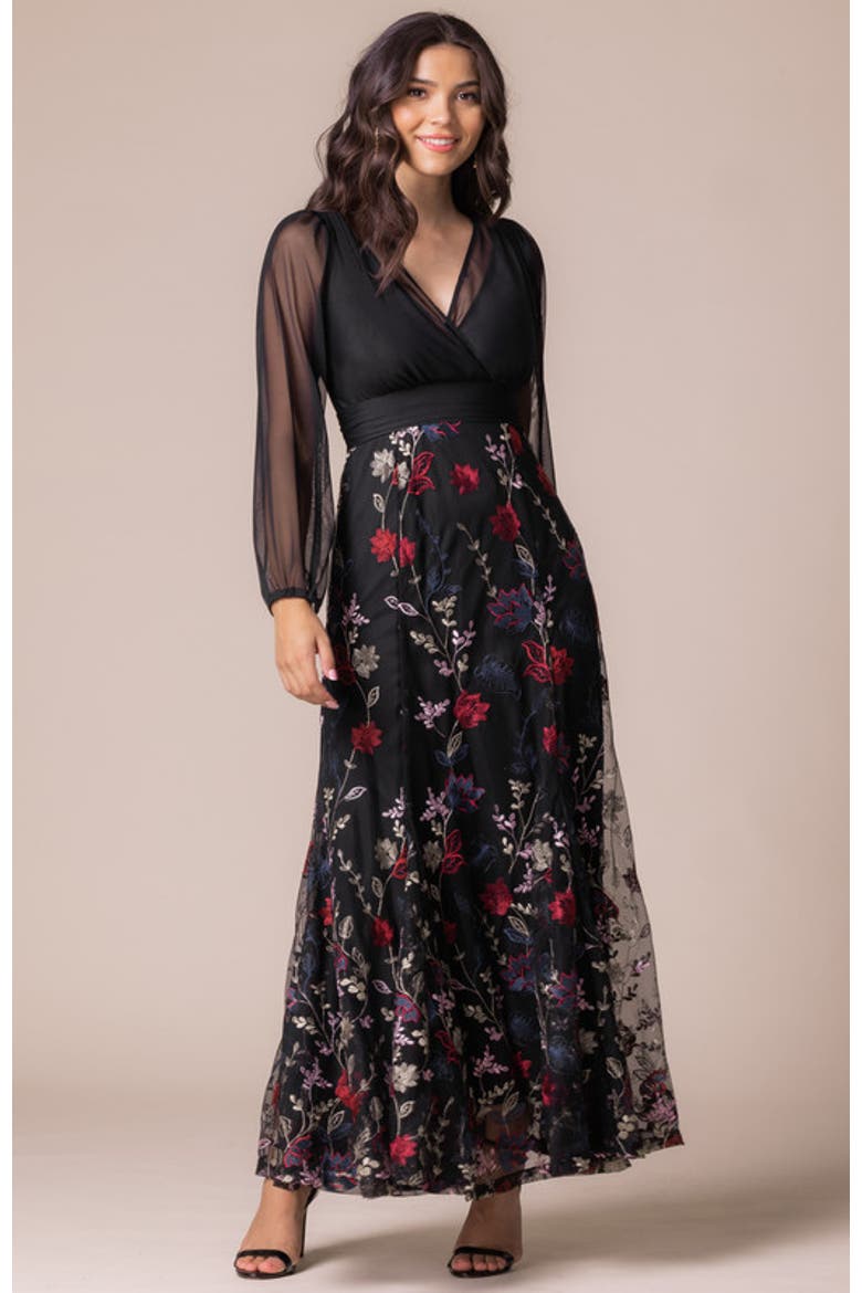 Isabella Embroidered Mesh Gown, Alternate, color, Enchanted garden