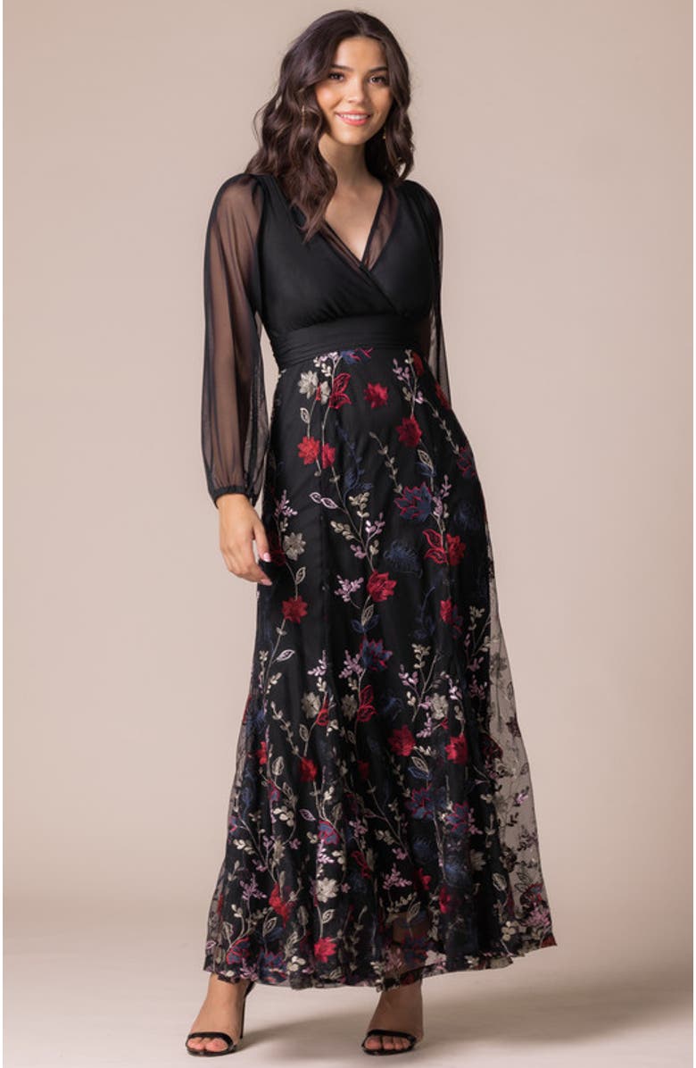 Kiyonna Isabella Embroidered Mesh Gown, Alternate, color, Enchanted Garden