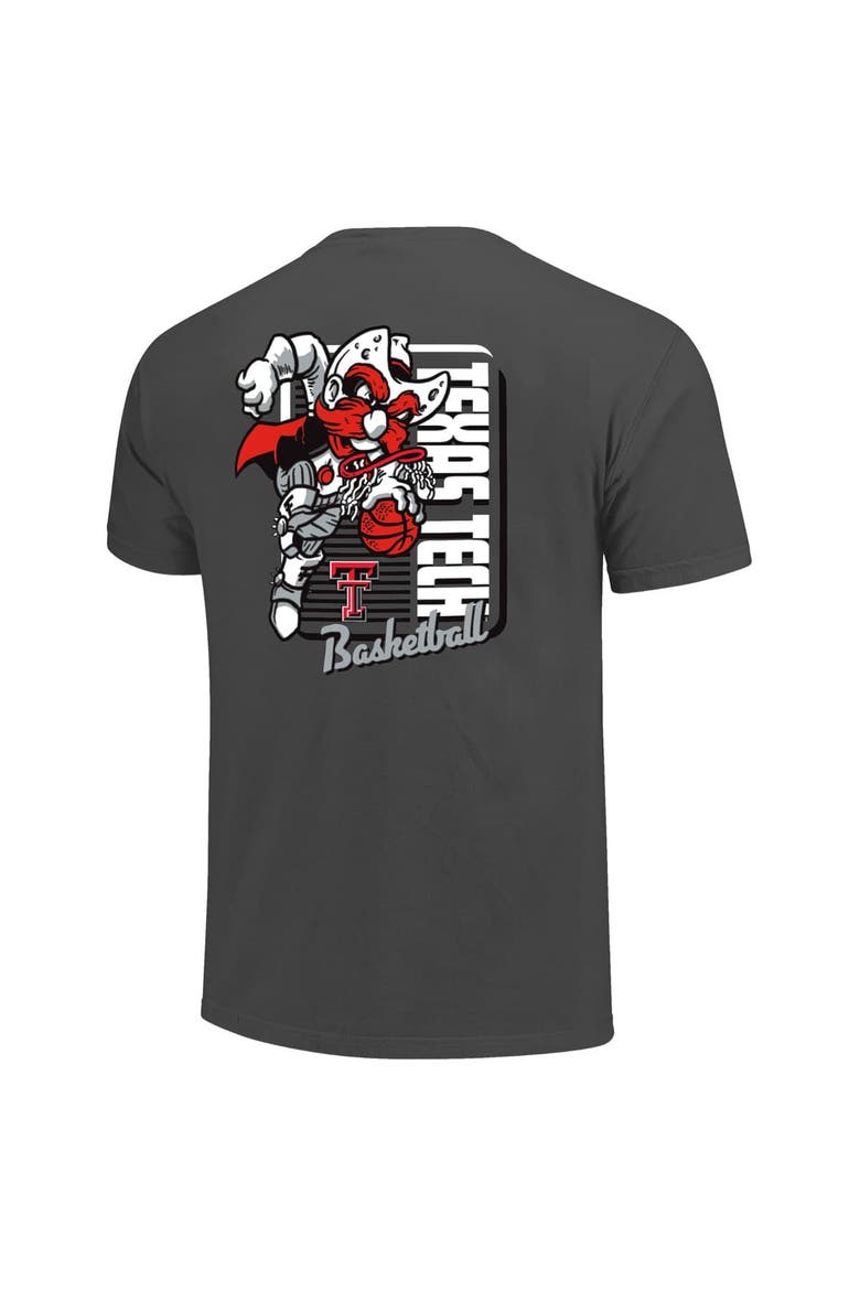 Men's Charcoal Texas Tech Red Raiders Comfort Colors Mascot Dunk T-Shirt, Alternate, color, Charcoal