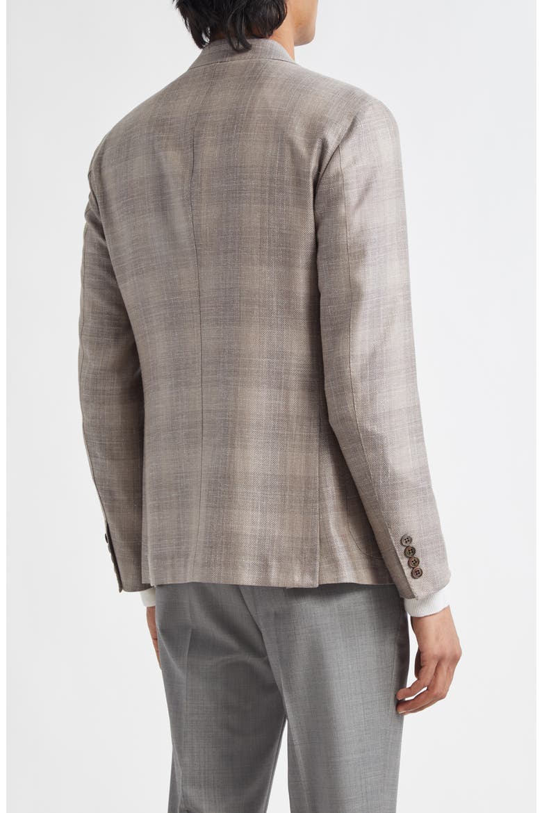 Fairway Crossover Plaid Wool, Silk & Linen Sport Coat, Alternate, color, MEDIUM BROWN