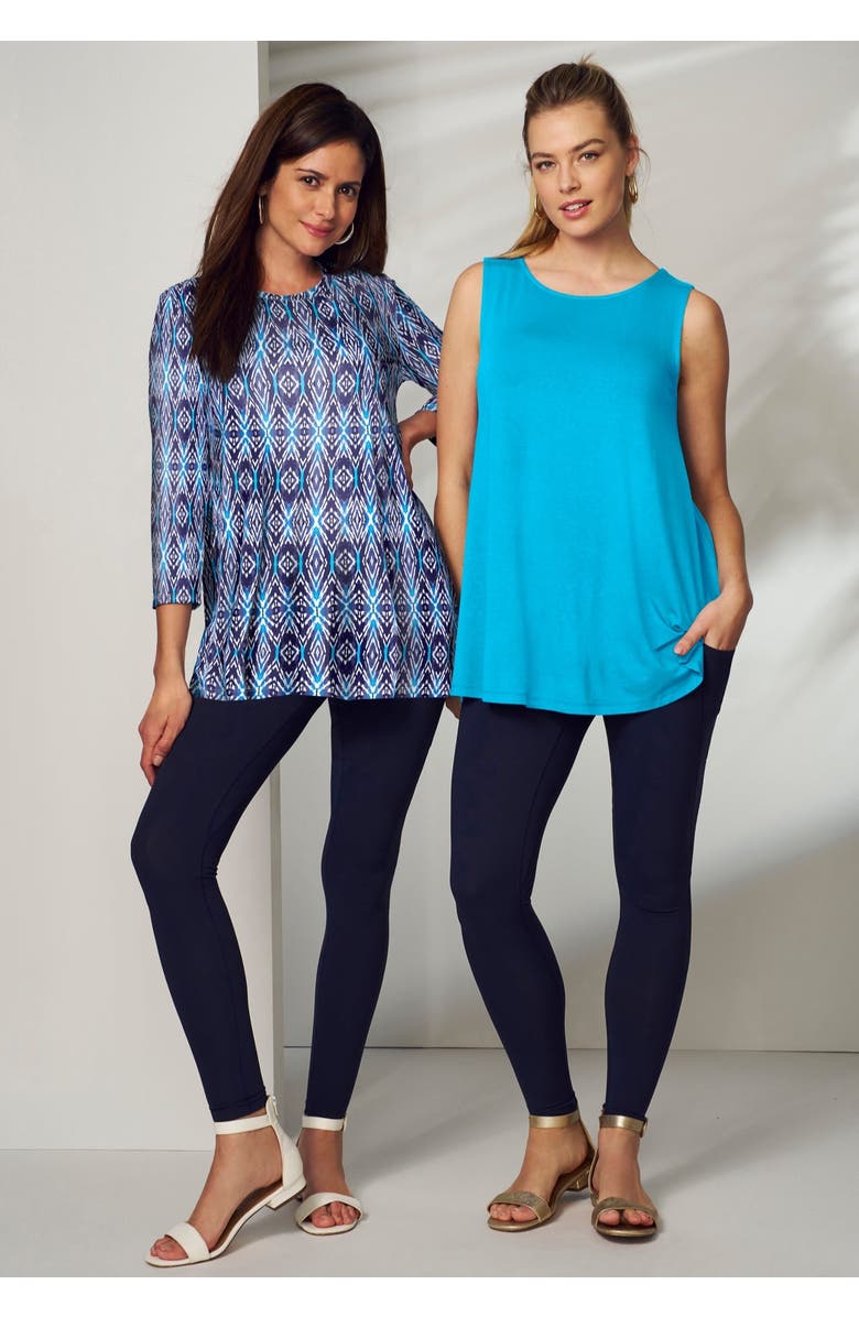 Jessica London Stretch Knit Swing Tunic, Alternate, color, Black