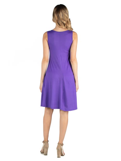 24seven Comfort Apparel Maternity A-line Slim Fit And Flare Dress In Purple