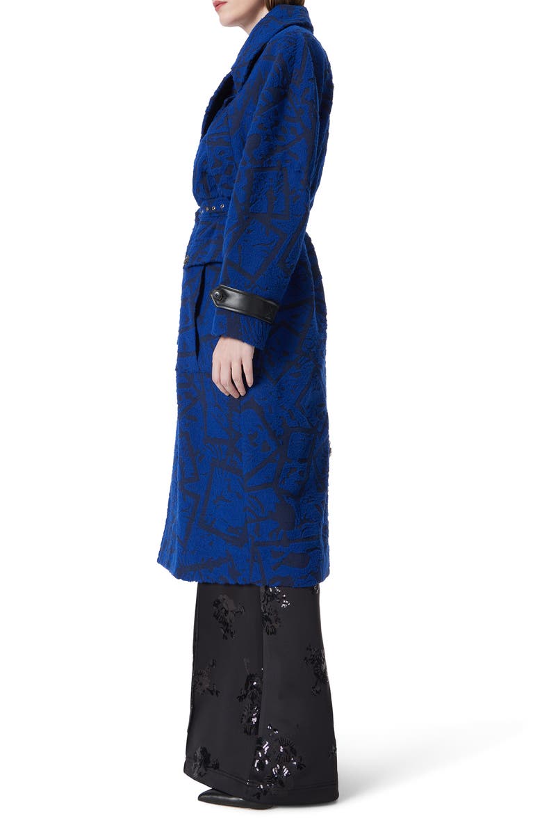 DO by Dee Ocleppo Tie Belt Textured Jacquard Trench Coat, Alternate, color, 