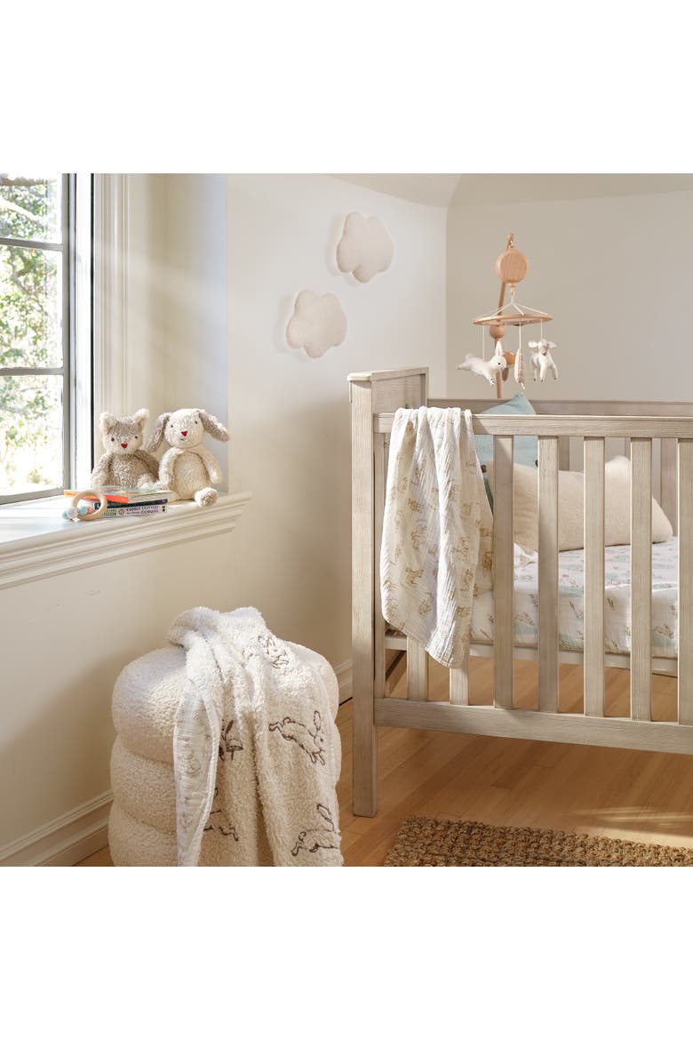 Signature Organic Cotton Muslin Meadow Baby Fitted Crib Sheet, Alternate, color, White