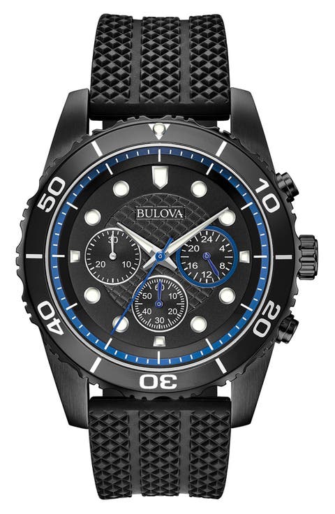 Silicone Strap Chronograph Watch, 43mm