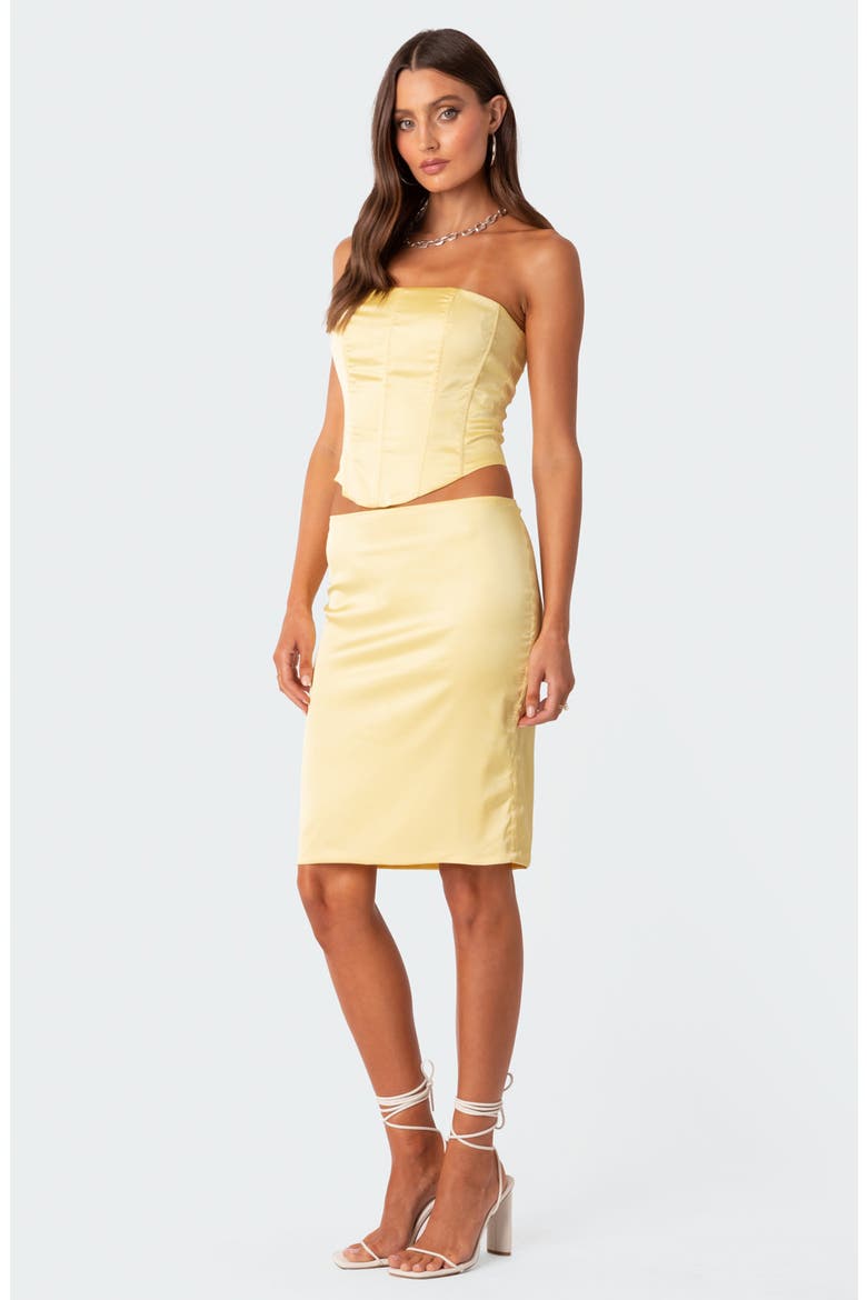 Gracelynn Slit Satin Skirt, Alternate, color, YELLOW