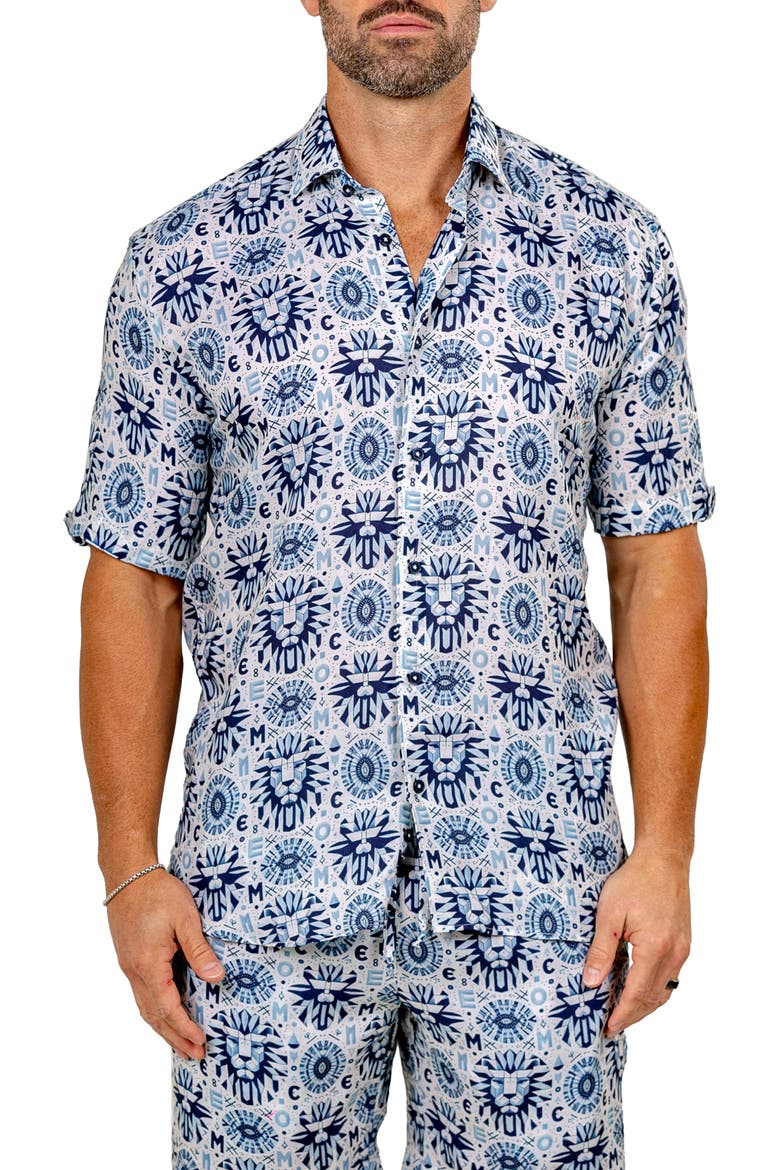 Galileo Marthy Short Sleeve Button-Up Shirt, Main, color, WHITE