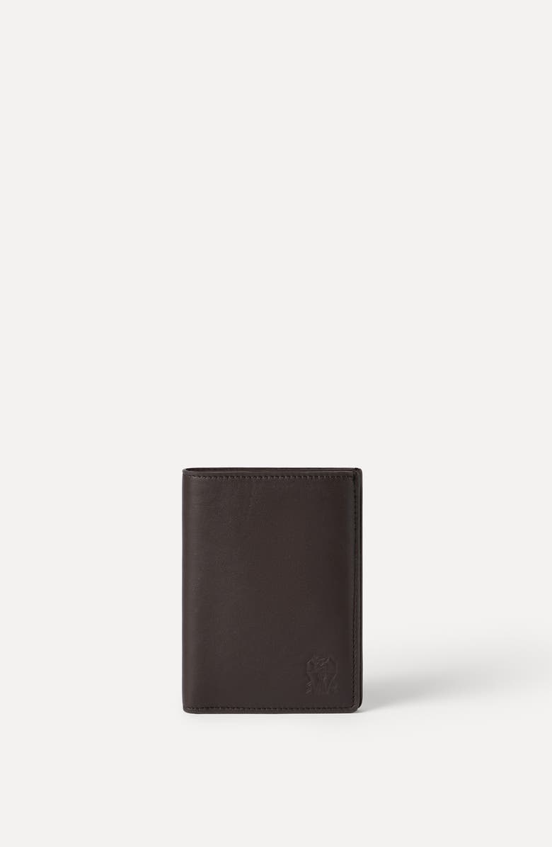 Brunello Cucinelli Calfskin passport holder, Alternate, color, Brown