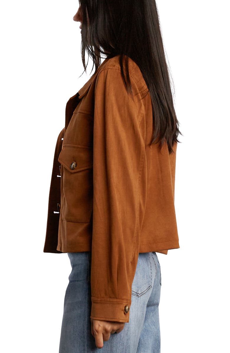 Billy T Boxy Faux Suede Jacket, Alternate, color, Dark Caramel