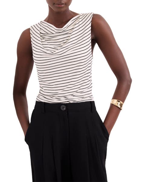 Stripe Cowl Neck Top