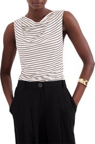 MINT VELVET Stripe Cowl Neck Top