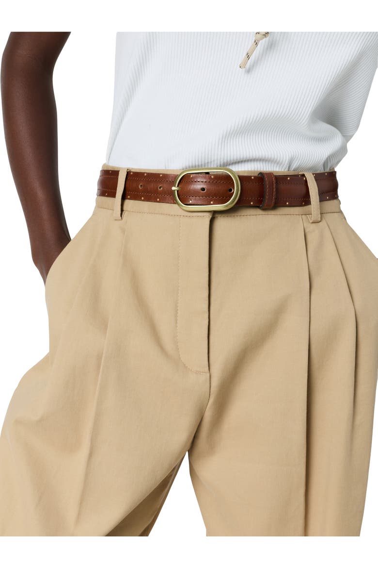 Azra High Rise Pleated Trousers, Alternate, color, Camel